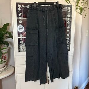 Easel Wide Leg Cropped Knit Pants